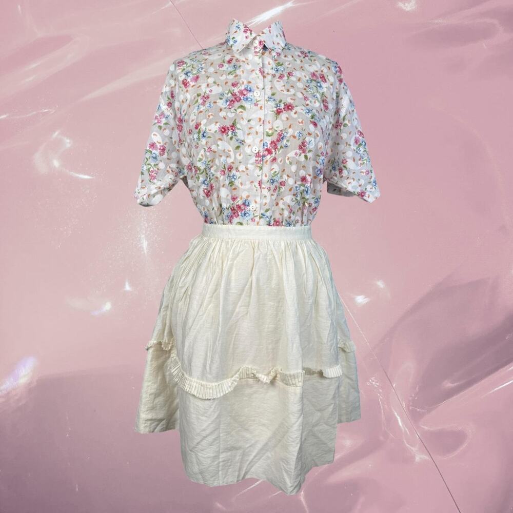 Vintage Fairy core floral print button up shirt